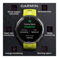 Garmin Forerunner 965 Smartwatch Premium, 1,4 Pulgadas, AMOLED, 32GB, GPS, Gris Carbón Y Amarillo