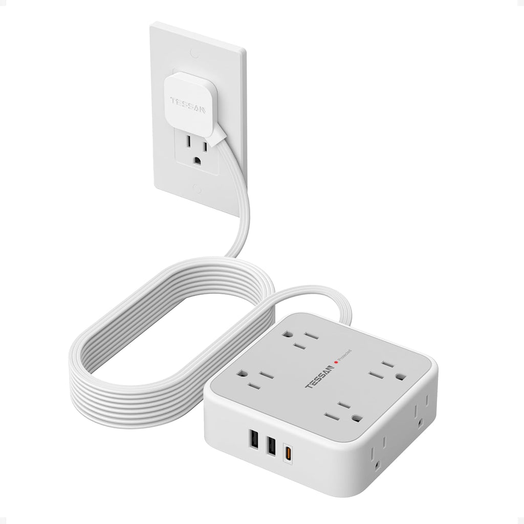 TESSAN Surge Protector Power Strip with 900J Surge Protection, 15 Ft, Grey