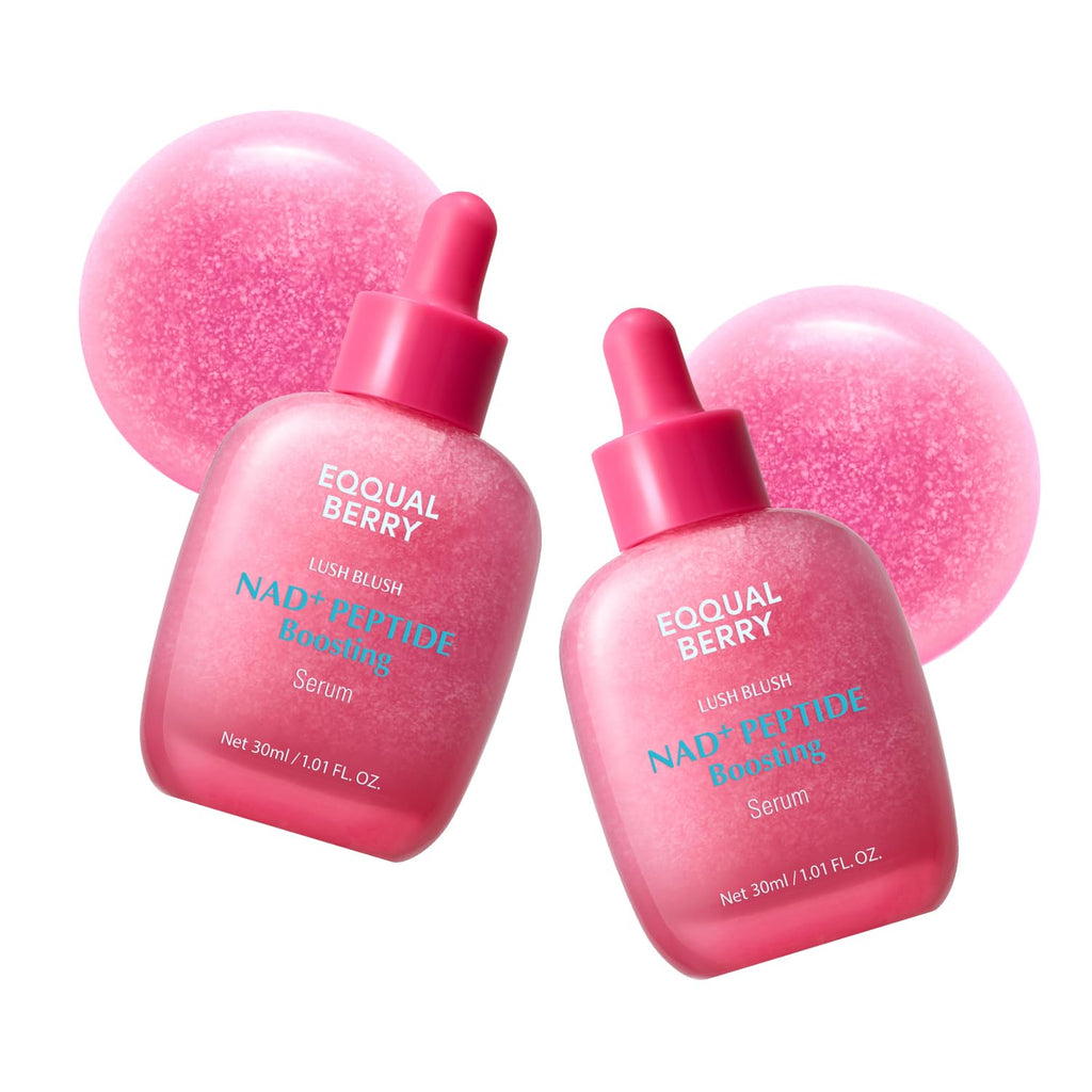 EQQUALBERRY NAD+ Peptide Boosting Serum Double Pack | 14 Peptide Serum for Face, Neck & Body | Vegan Collagen & Pink Ser