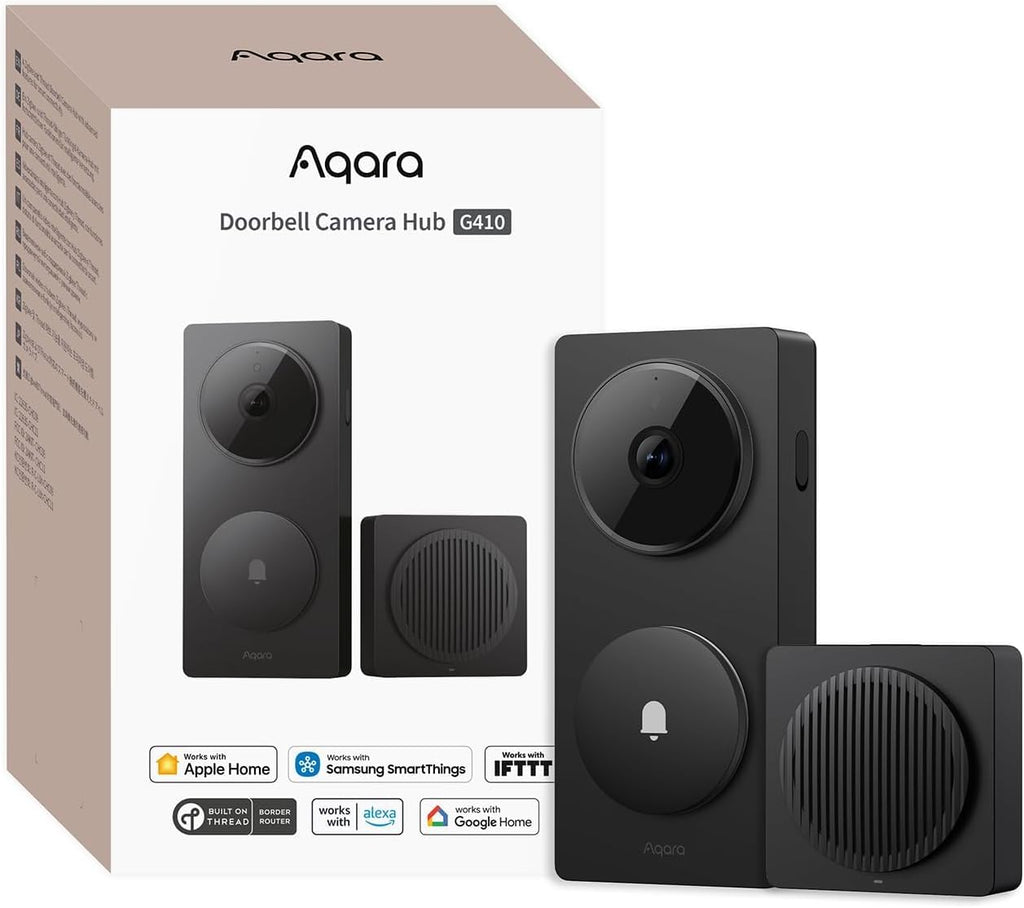 Aqara Smart Doorbell Camera G410 with Chime, HomeKit Secure Video, Black