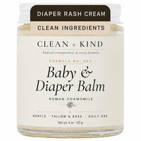 Clean + Kind Organic Tallow Diaper Rash Cream & Baby Balm, Calendula 4oz