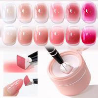 Double Rhythm Painting Gel Polish Set for Nail Art Palette Patting Gel Polish 6 Colors with 100 Pcs Sponges and Grabbing