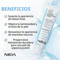 NIDA Youthful Formula Crema Hidratante con Centella Asiatica, Niacinamida, Acido Hialuronico y Colageno, Antiarrugas y Antimanchas, 100ml