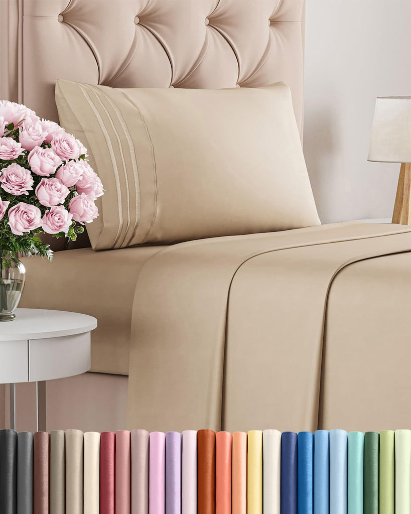 Twin Size 3 Piece Sheet Set - Comfy Breathable & Cooling Sheets - Cream