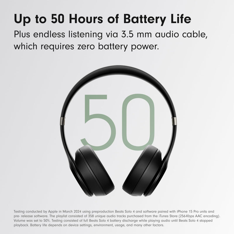 Beats Solo 4 - Negro mate — Audífonos inalámbricos Bluetooth on-ear, hasta 50h