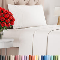Twin Size 3 Piece Sheet Set - Breathable & Cooling Sheets - Antique White