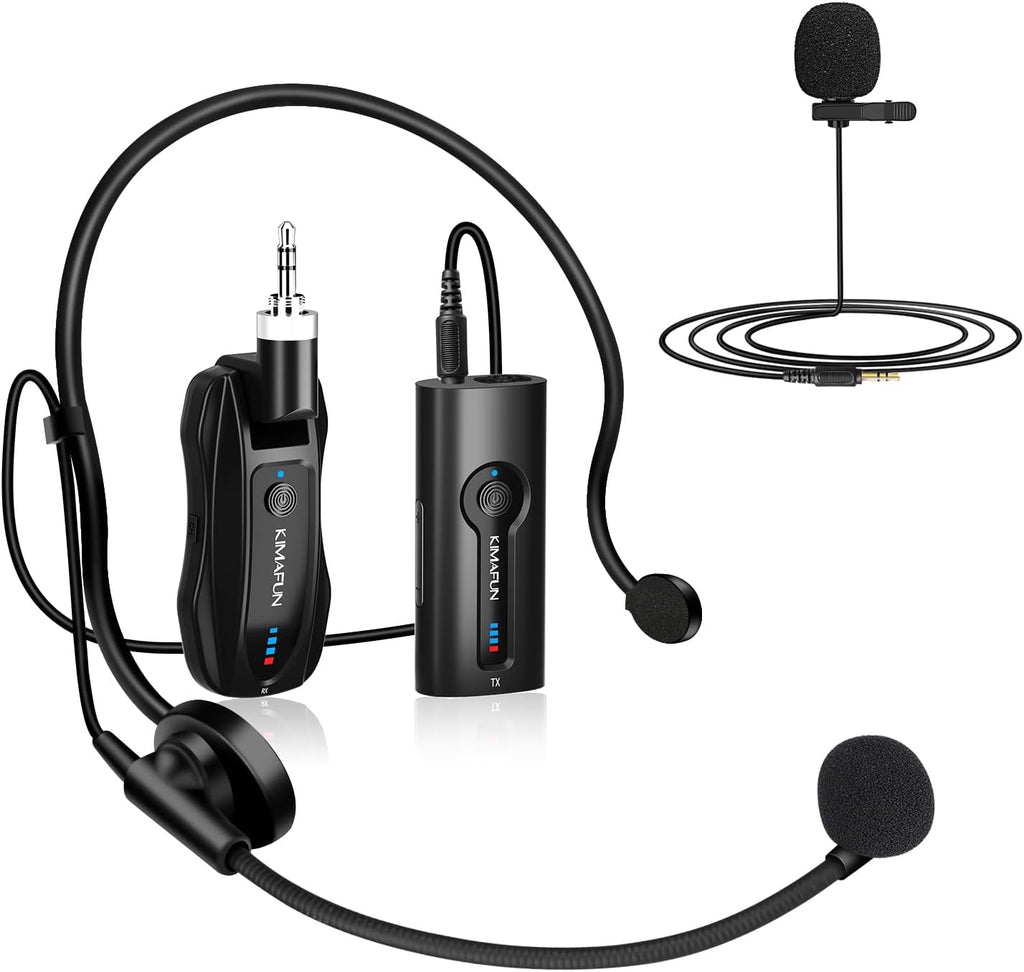 KIMAFUN Wireless Lavalier Microphone System, Wireless 2.4GHz Lapel Mics Handheld Mic 2 in 1 for Teaching, Teachers, Spee