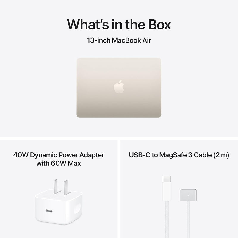 MacBook Air M5 Starlight contenido de la caja