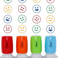 Miseyo Teacher Self-Inking Stamp Set Smiley Face Rubber Stamp 4 Color Mood