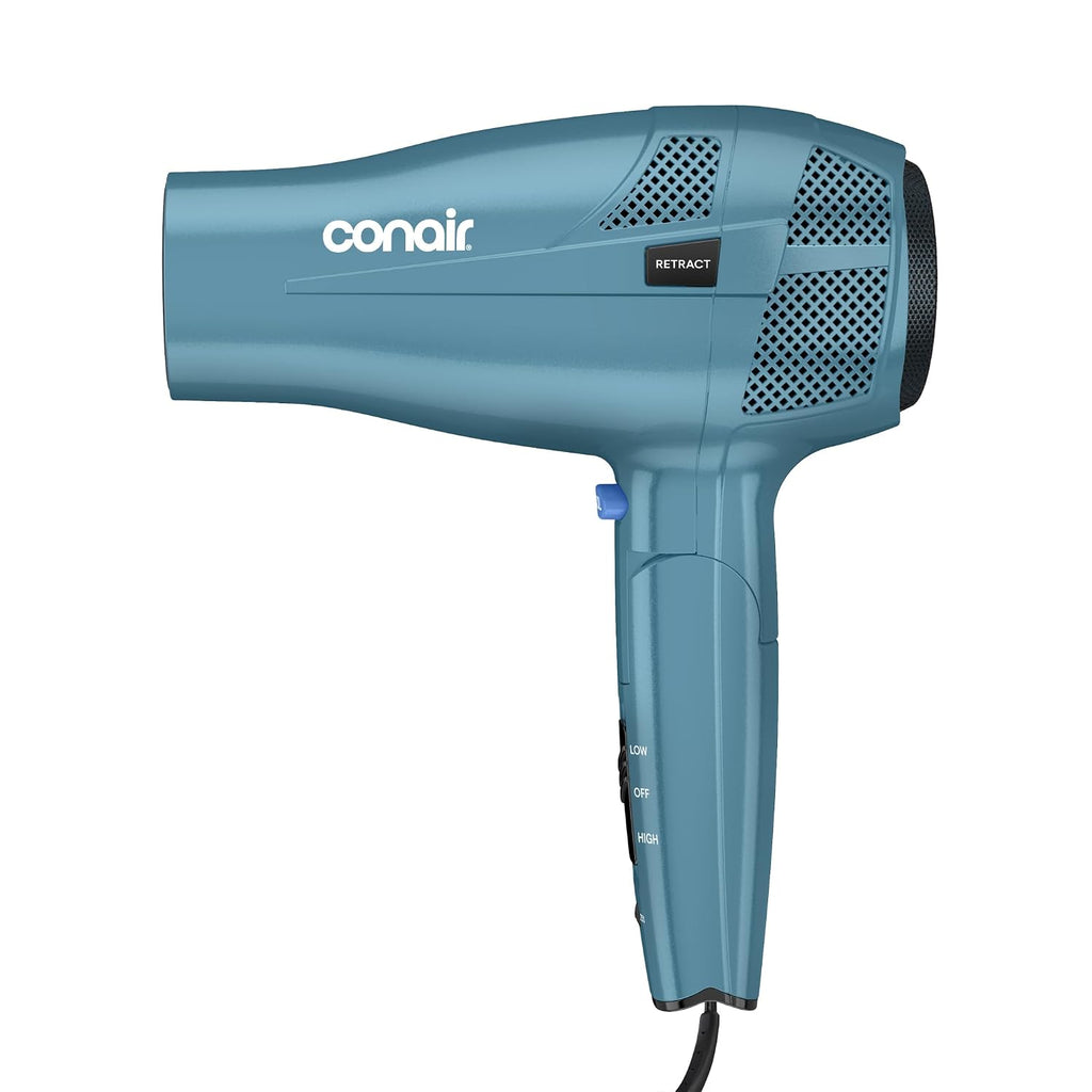 Conair Travel Hair Dryer, Dual Voltage, Folding Handle, 1875W, Blue - Blue / 1 Count (Pack of 4)