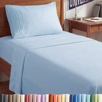 Twin XL 3 Piece Sheet Set - College Dorm Room Essentials - Sky Blue