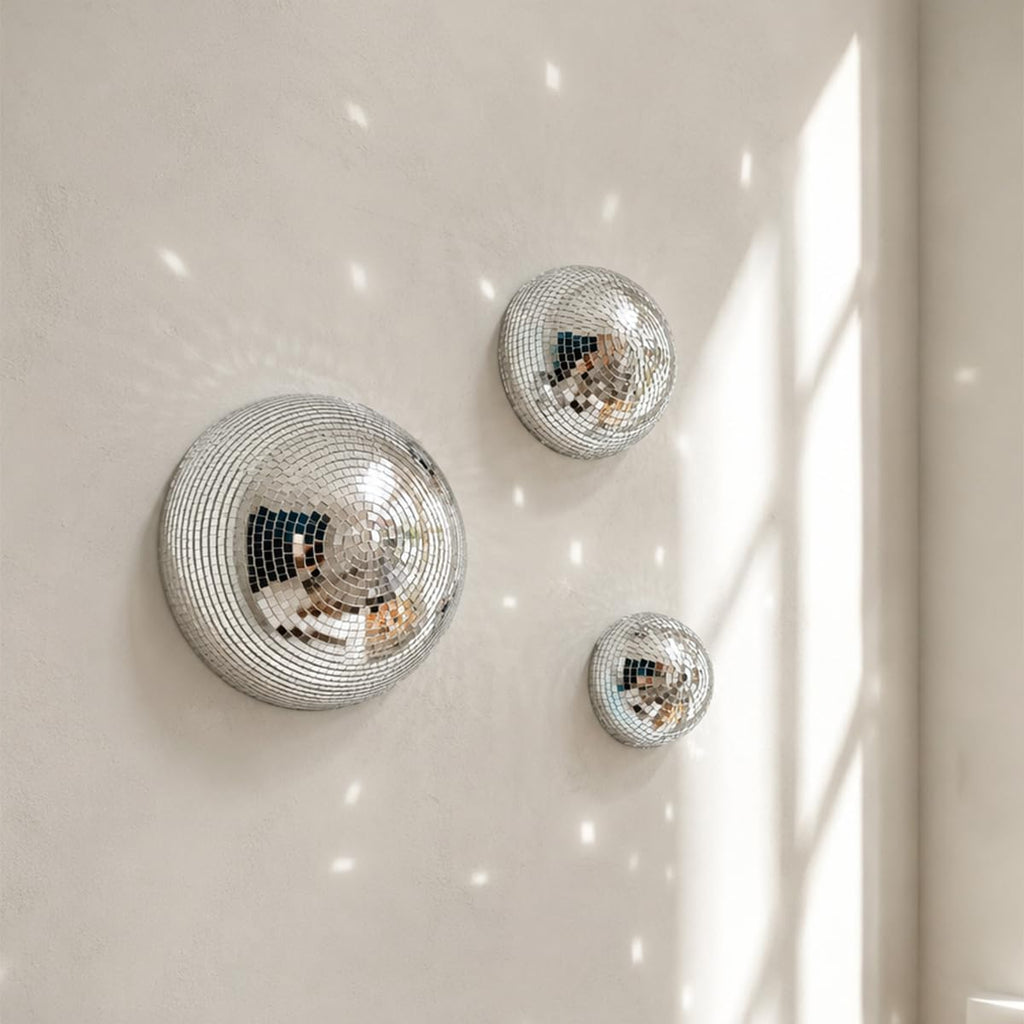 3pcs Disco Ball Wall Decor 8/6/4 Inch Half Disco Ball Funky Decor for Party