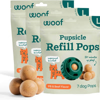 WOOF Pupsicle Peanut Butter & Beef Refill Pops Dog Treats, Large, 3 Pack