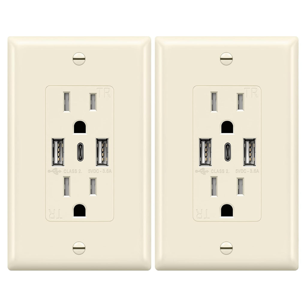 TOPGREENER 4.2A Dual Type A&C USB Wall Outlet, Charging Power Receptacle