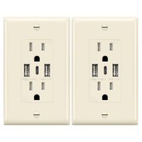 TOPGREENER 4.2A Dual Type A&C USB Wall Outlet, Charging Power Receptacle