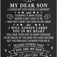 GEYGIE My Dear Son I Love You Always & Forever Black Wallet Card, Engraved Metal Wallet Insert Card Love Notes from Mom,