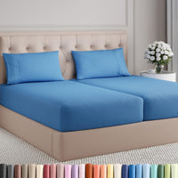 Split King Size 5 Piece Sheet Set - Comfy Breathable & Cooling - Royal Blue