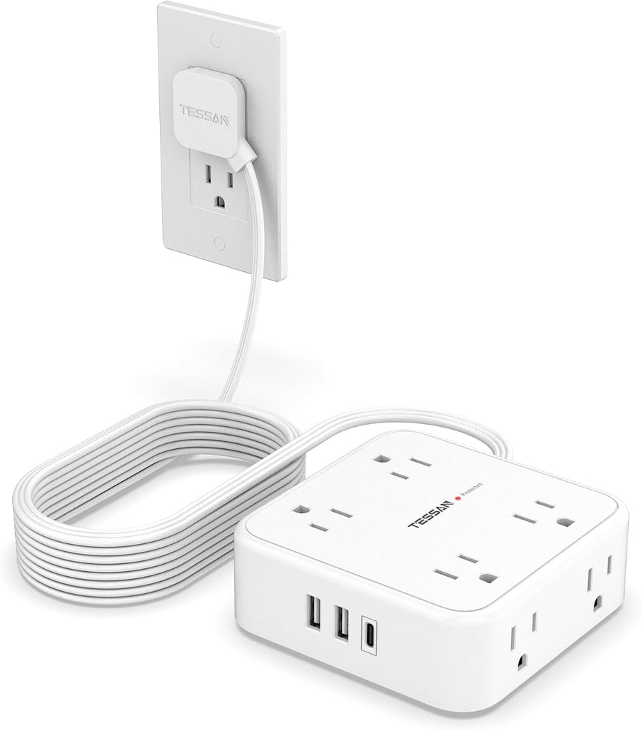 TESSAN Surge Protector Power Strip with 900J Surge Protection, 15 Ft, White