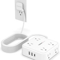 TESSAN Surge Protector Power Strip with 900J Surge Protection, 15 Ft, White
