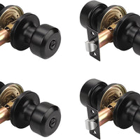KNOBWELL Interior Door Knobs with Cylindrical Shape Knob, Matte Black Door Knob for Bedroom Bathroom, Keyless Privacy Do