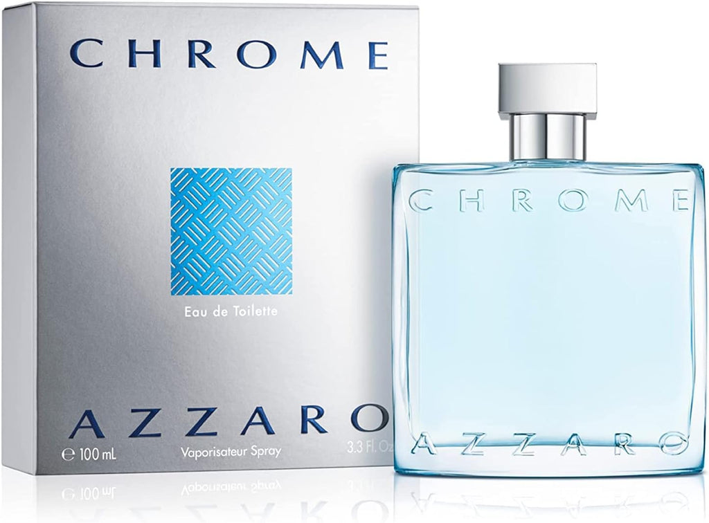 Azzaro Eau de Toilette cromado, colonia acuática fresca para hombre, fragancia cítrica, amaderada y almizclada, notas frescas de bergamota, uso diario, aroma clásico de playa de verano, perfumes de