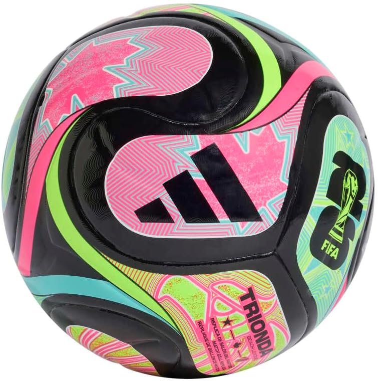 adidas Unisex-Adult World Cup League Beach Ball, Black/Flash Aqua/Lucid Pink/Lucid Lemon