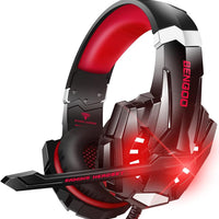 BENGOO Stereo Pro Gaming Headset for PS4, PC, Xbox One Controller, Noise Cancelling Over Ear Headphones with Mic, LED Light, Bass Surround, Soft Memory Earmuffs for Laptop Mac Wii Accessory Kits