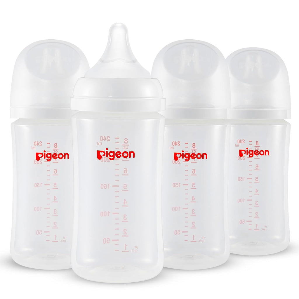 Pigeon PP Wide Neck Anti-Colic Nursing Bottle, 8.1 oz, 4-Pack
