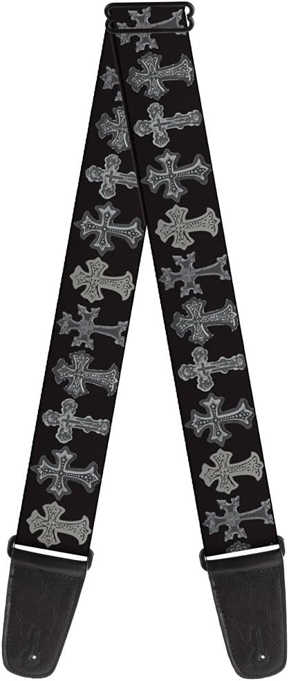 Guitar Strap - Elegant Crosses Black/Grays