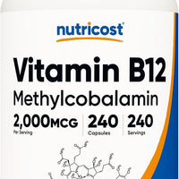 Vitamina B12, 0.00007 oz, 240 cápsulas, Nutricost
