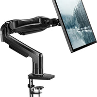 HUANUO FlowLift™ Single Monitor Mount, 13 to 32 Inch Monitor Arm, Adjustable Monitor Stand, Vesa Mount with Clamp and Grommet Base - Fits 4.4 to 19.8lbs LCD Computer Monitors