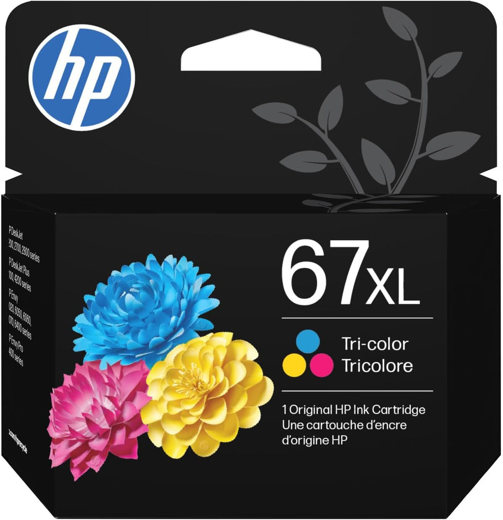 HP 67XL Tri-Color High-Yield Ink Cartridge | Works with DeskJet 1255, 2700, 4100 Series, Envy 6000, 6400 Series | Eligib