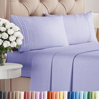 Full Size 4 Piece Sheet Set - Comfy Breathable & Cooling Sheets - Lavender