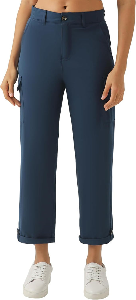 Women's Lightweight Cargo Capri Hiking Pants(Dark Blue,XXL)