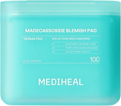 MEDIHEAL Madecassoside Blemish Pad - Almohadillas de Tóner Facial Cuadradas de Algodón con Centella Asiatica y Madecassoside – Anti Manchas para Mejorar el Tono de Piel Desigual - Almohadillas de Gasa