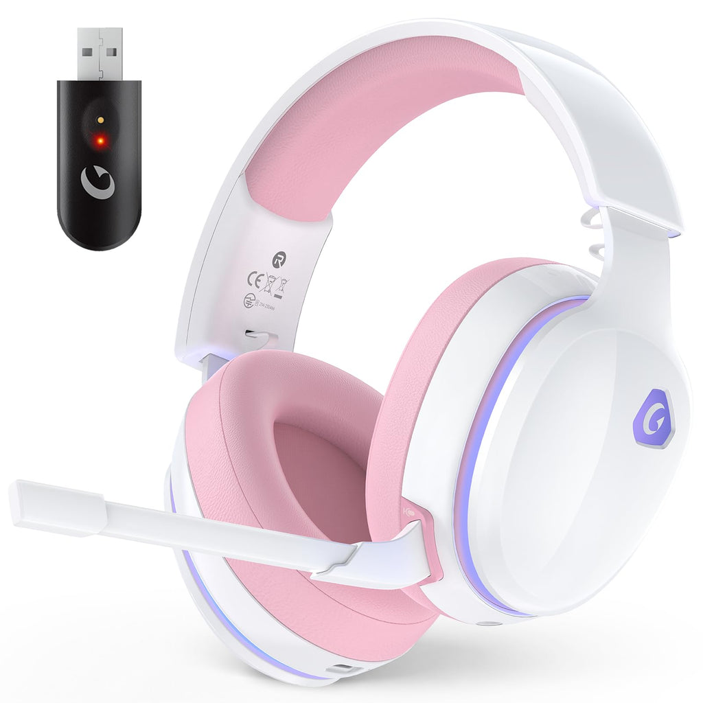 AOC 2.4GHz Wireless Gaming Headset for PS5, PS4, PC, Switch, 45Hr, Pink