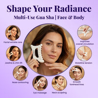 LumiDew Herramienta de cerámica Guasha para cara y cuerpo, masajeador de drenaje linfático, herramienta para esculpir la cara, moldeador de mandíbula y reductor de doble barbilla, regalos de cuidado p