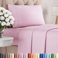 Twin Size 3 Piece Sheet Set - Breathable & Cooling Sheets - Light Pink