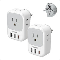 TESSAN 2 Pack Type E F Plug Adapter, Schuko Plug