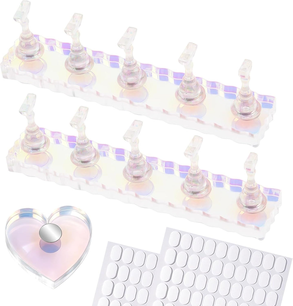 ESUOHYM Nail Stand For Press On Acrylic Strong Magnetic Nail Holder Kit For Painting Nails Tip Arts Display With 200PCS