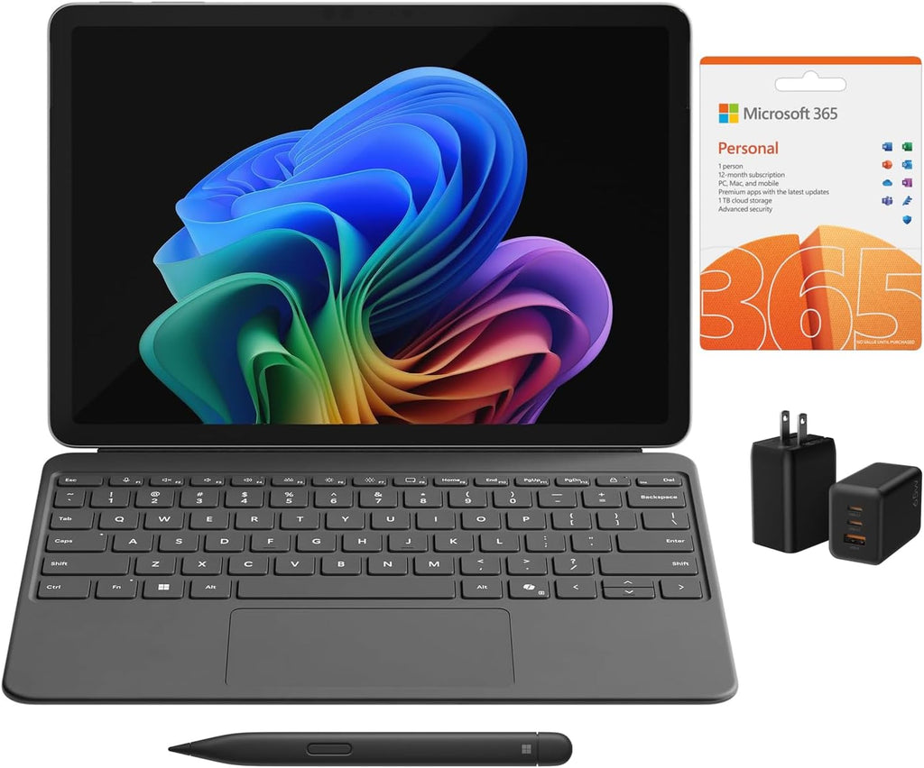 Microsoft Surface Pro 2 in 1 Laptop Tablet, 12” Touchscreen, 45 Tops AI Copilot NPU, 16GB RAM, 256GB Storage, Keyboard,
