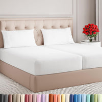 Split King Size 5 Piece Sheet Set - Breathable & Cooling Sheets - White