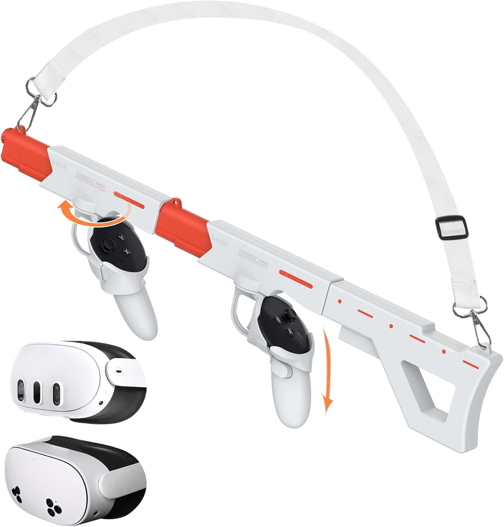 Upgraded Gunstock for Meta Quest 3, Quest 3S, Rifle-Like or Dual-Pistol Handle VR Gun Stock Quest3 VR Games Accessories