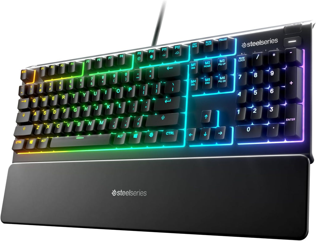 SteelSeries Apex 3 RGB Gaming Keyboard – 10-Zone RGB Illumination – IP32 Water Resistant – Premium Magnetic Wrist Rest (Whisper Quiet Gaming Switch) - Aqua / Apex 3 TKL