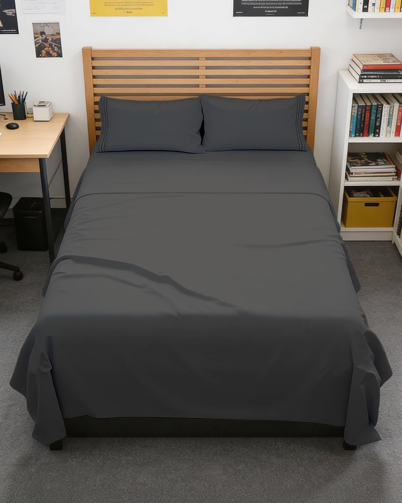 Full XL Sheets - 4 Piece Full XL Sheet Set - Cool & Breathable - Charcoal