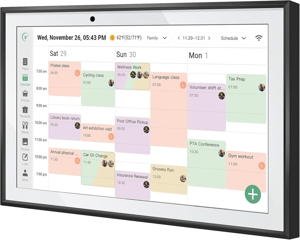 LQN WiFi Digital Calendar Smart Family Planner,Chore Charts, Achievement Rewards, AI Meal Planning, Smart Touchscreen Interactive Display for Schedules and Cloud Photo Desk Calendar Refills, 10.1'' Bl