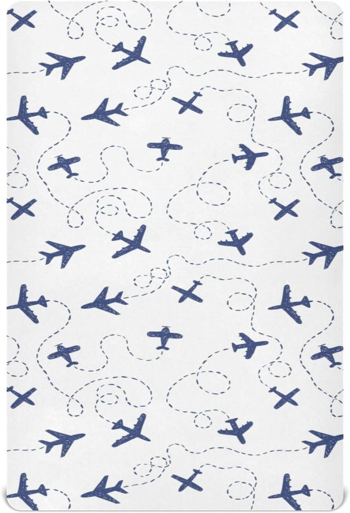 XLIANBIN Blue Airplanes Transportation Sky Fitted Crib Sheets