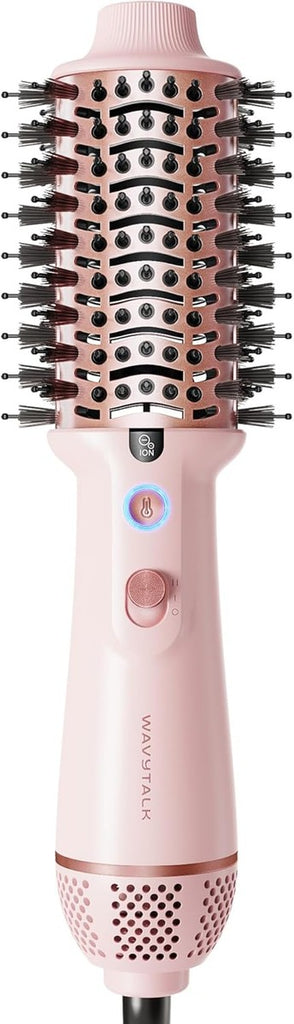 Wavytalk Cepillo secador de pelo de doble voltaje para Perú y viajes internacionales, mini cepillo jet de 110 V-240 V, cepillo secador de pelo iónico que reduce el daño, cabello lacio