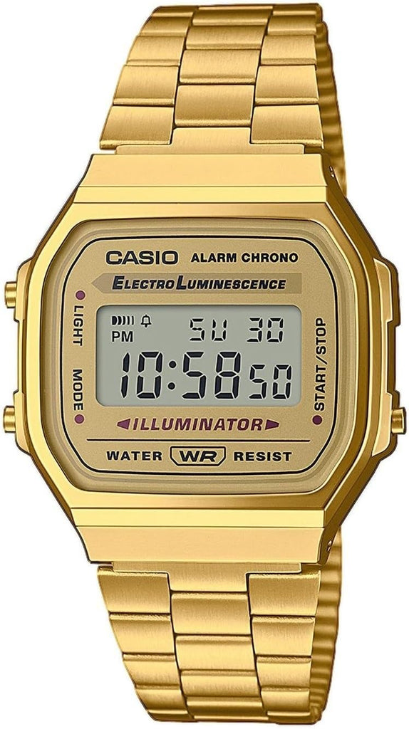 Casio Vintage Retro Gold Digital Dial Stainless Steel Unisex Watch A168WG9UR