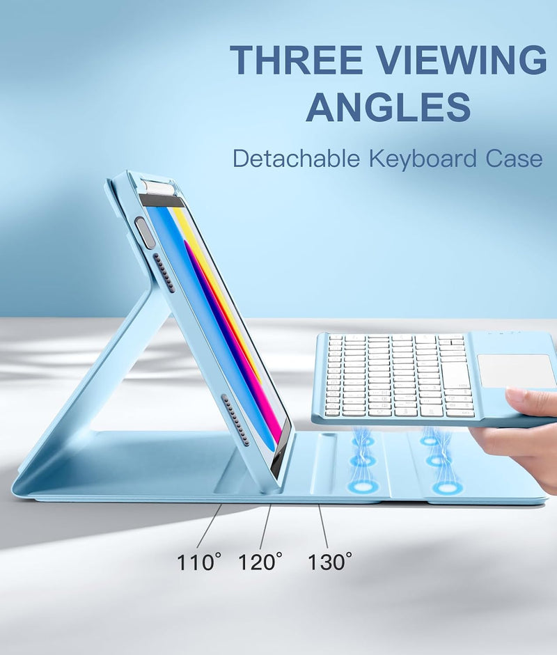 Funda con Teclado Harvopu para iPad 11" (A16) / iPad 10.ª Gen - Celeste